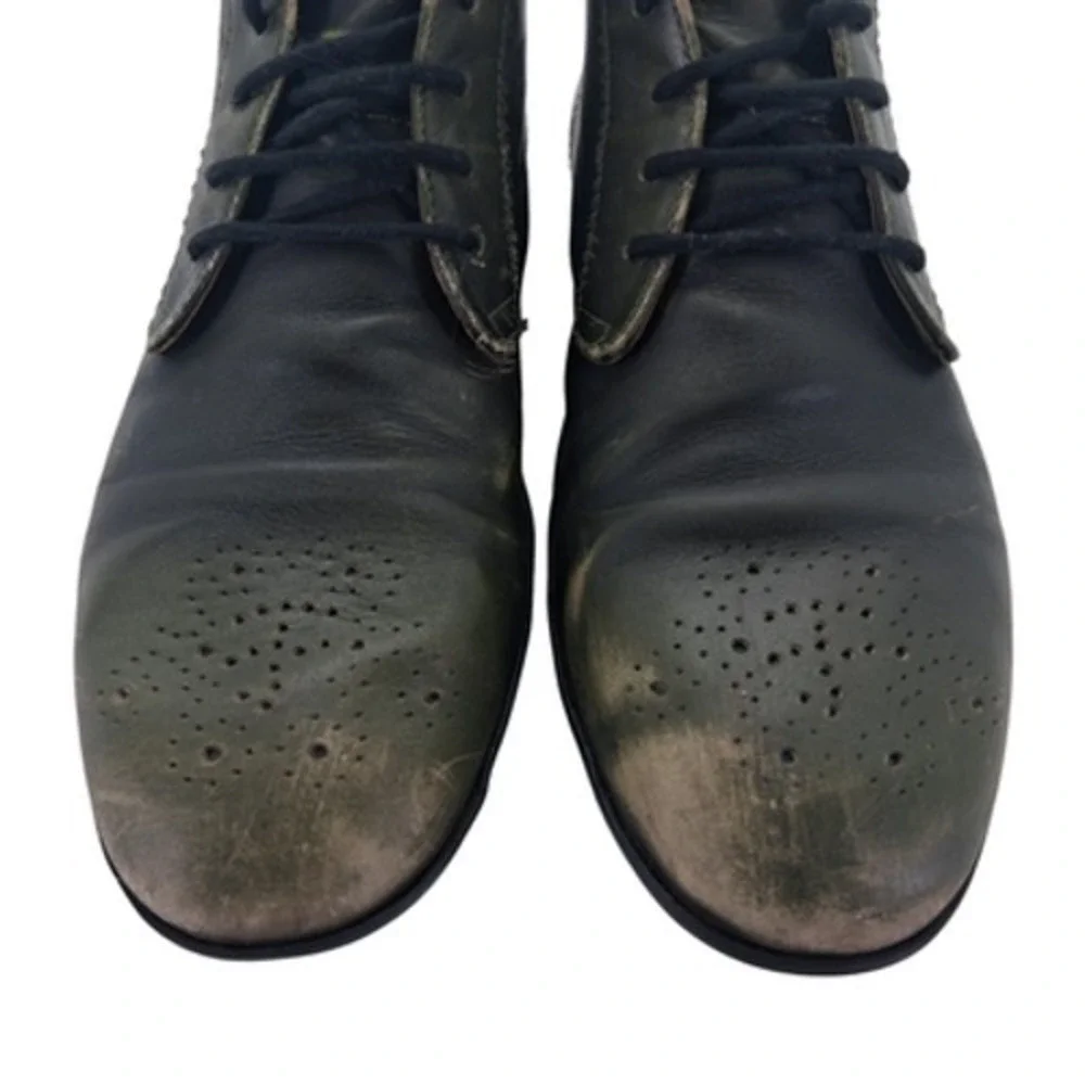 John Fluevog Boots Mens Size 9 Green Leather Distressed Chukka Ankle Boots